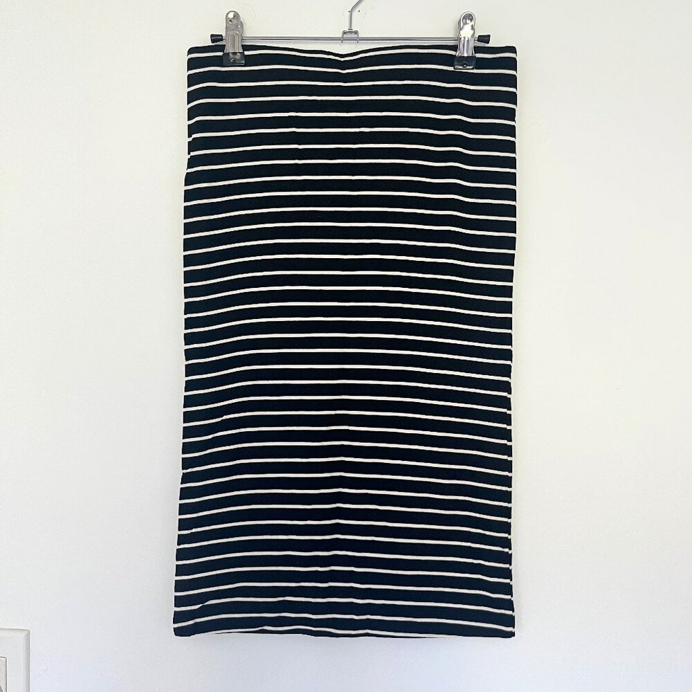 NWT Ann Taylor LOFT Black Striped Stretch Jersey Tube / Pencil Skirt Women's XS